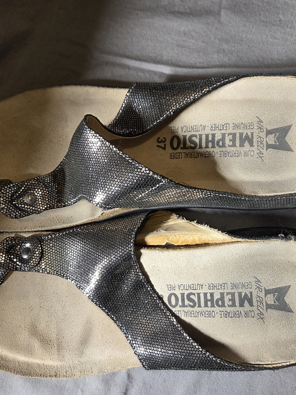 Mephisto Metallic Metallic Thong Sandals